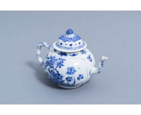 Full title: A fine Chinese blue and white teapot and cover with antiquities and floral design, KangxiDescription: H 13 - L 17