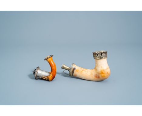 Full title: A gilt silver mounted meerschaum pipe with the 'Prince of Wales' feathers' and one with symbols of the French rev