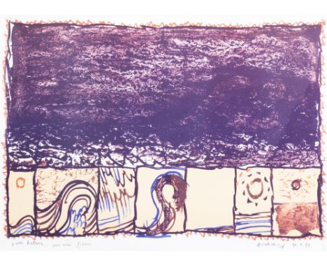 Full title: Pierre Alechinsky (1927): 'Grains derriere le miroir', lithograph in colours, dated (19)81Description: Work: ca. 
