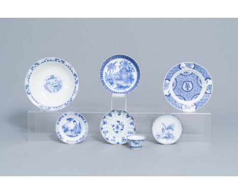 Full title: A varied collection of blue and white porcelain, Kangxi and laterDescription: Dia:. 16,1 - 10,2 cm (the largest a