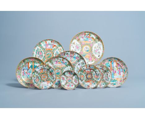 Full title: Ten various Chinese Canton famille rose plates and saucers, 19th/20th C.Description: Dia.: 25 - 11,8 cm (the larg