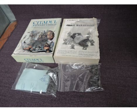 A 1980's Games Workshop Citadel Miniatures Bryan Ansell's Chaos Marauders part set, approx 18 unpainted figures with leaflet 