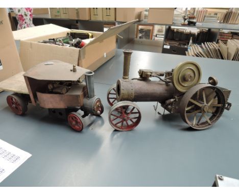 Two hand built part made Live Steam Engine and Steam Wagon