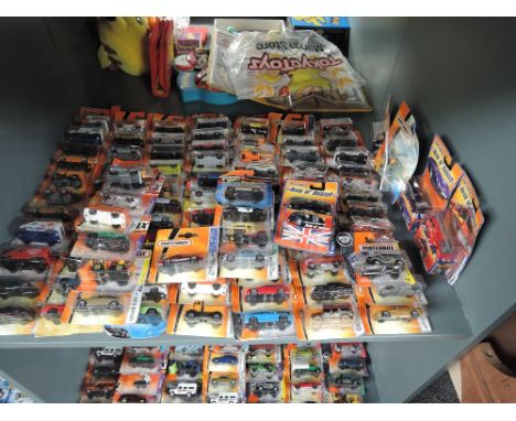 A shelf of 21st century Matchbox diecasts, mainly 2006 onwards, includes Best of British series, all in blister packs, approx