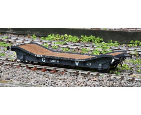 A well built 5 inch gauge Great Western 20 ton Pen-y-darren type Loriot. M transporting railway wagon No 42197, finished in d