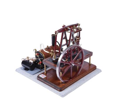 An exhibition quality model of a Cotswold Heritage Vulcan beam engine steam plant, the beam supported on 'A' frame with open 