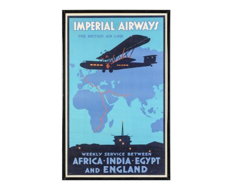 AVIATION POSTER:  Imperial Airways The British Airline Weekly Service Between Africa, India, Egypt and England. The British C