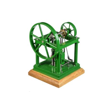 A well-engineered model of an over-type vertical live steam engine, built by Mr D. Russell of Fraserburgh, based on the Tuxfo