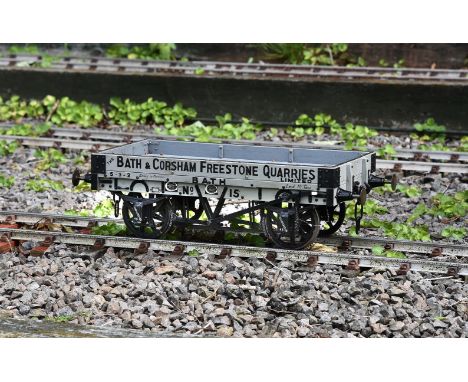 A 5 inch gauge 10 ton private owners wagon 'Bath & Corsham Quarries Limited No 15. Working brake gear, sprung axle-boxes, buf