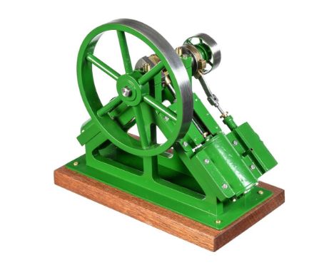 A well-engineered model of a twin diagonal live steam marine engine, built by Mr D. Russell of Fraserburgh to his own design,