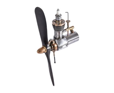 An early model aircraft two-stroke petrol engine, unsigned, probably 2nd quarter of the 20th century, approximately 5cc displ