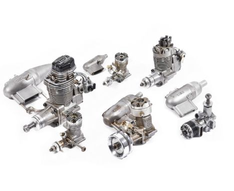 Six Enya model aircraft engines, to include a 90-4C four-stroke 14.9cc displacement, unboxed; a 35-4C four-stroke 5.9cc displ