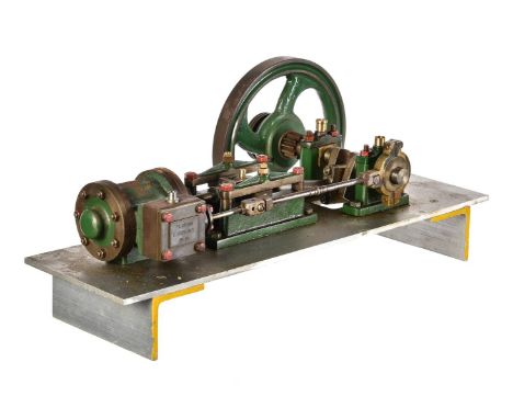 An early 20th Century model of a horizontal live steam mill engine, possibly a 'Stevens Dockyard model' the un-lagged single 