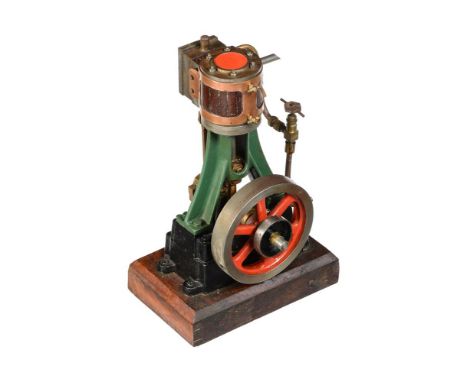 A well engineered Stuart Turner model of a 10V vertical live steam engine, having open crank with eccentric driven steam valv