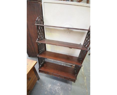 A Reproduction oak hanging wall shelf with 3 frieze drawers.