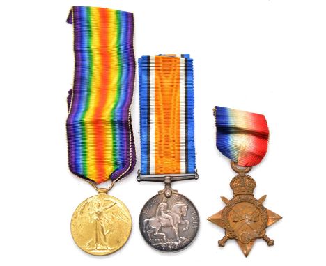 Medals; WWI group of three, British War medal, Victory Medal and 1914-15 Star, awarded to 06741 PTE. V.H. CHAMBERS. Army Ordn