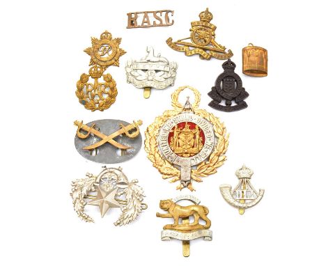 Military cap badges, patches, pins and buttons, to include RAF Rank patches; The Welch Regiment badge and patch; Royal Engine