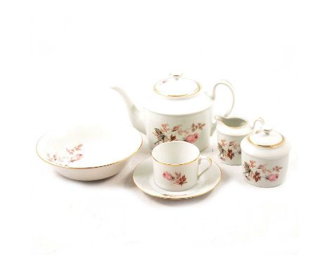 Limoges porcelain part dinner and tea service, Rose Sprig decoration, to include plates, lidded tureens, bowls, soup bowls, g