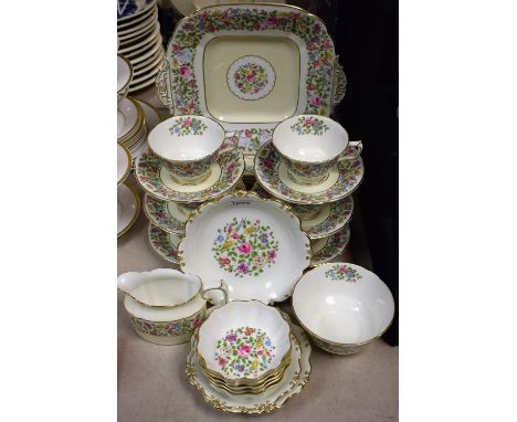 A Royal Crown Derby Cotswold pattern part tea set for six; other plates; trinket dishes; etc