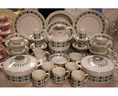 A Royal Doulton Tapestry part dinner and tea service, comprising tea and coffee cups and saucers, side plates, bread and butt