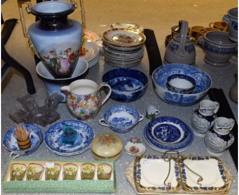 Ceramics - a 19th century Spodes Italian blue and white bowl; others, Willow, Ashworth Bros., Hanley; etc, including a Contin