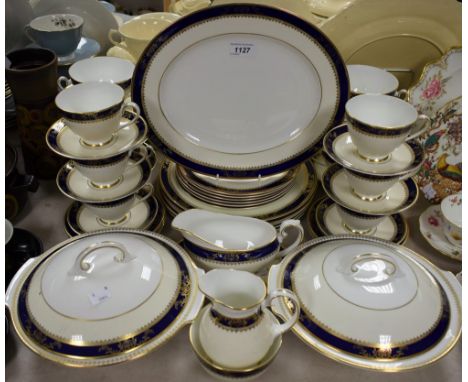 A Royal Grafton Viceroy part dinner and tea service including plates, vegetable dishes, sauce boat, soup bowls, cups and sauc