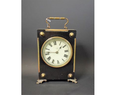 A 19th century mantel clock, in ebonised and brass mounted case