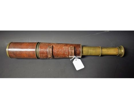 A World War One four-drawer lacquered brass and brown leather field telescope, Tel Sig (Mk IV) Also G.S., by R. &amp; J. Beck