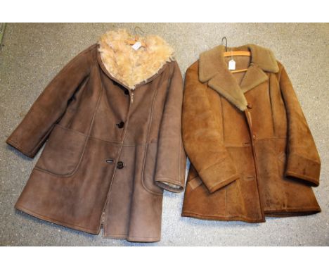 A curly lamb coat, Antartex; another, similar, sheepskin coat, Owen Barry of Somerset