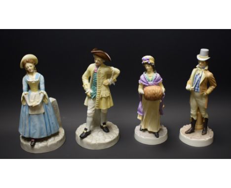 A Royal Worcester figure, The Gallant, The Hadley Collection, printed marks; others, The Gallant's Lady, Regency Lady, Regenc