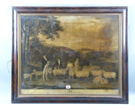 After THOMAS WEAVER engraving - 'Portrait of Thomas William Coke Esquire, MP for Norfolk Inspecting Some of the South Downs S