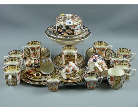 Royal Crown Derby Old Imari - six early 19th Century coffee cans and saucers (two cups damaged), three small cups and saucers