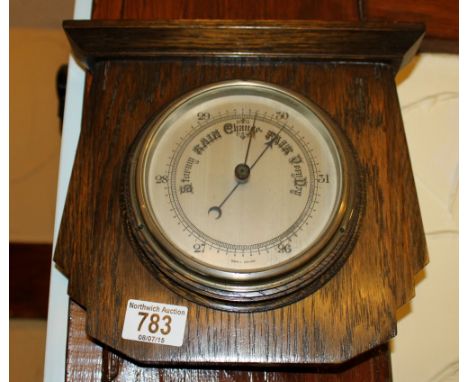 Art Deco wall hung barometer with elm frame 