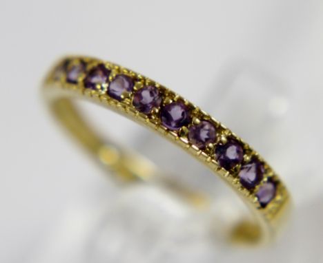9ct gold and amethyst half eternity ring, size O