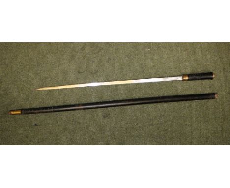 Antique sword stick with brass lion head top