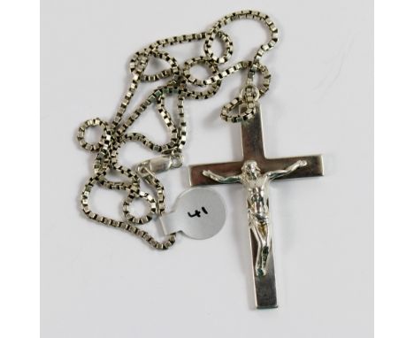 Sterling silver solid vintage crucifix on silver chain