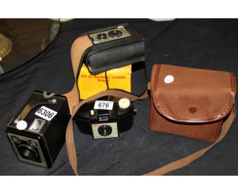 Three vintage Brownie cameras