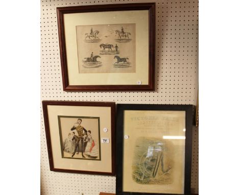 Three vintage prints 'The paces of the horse' ,victoria falls etc.