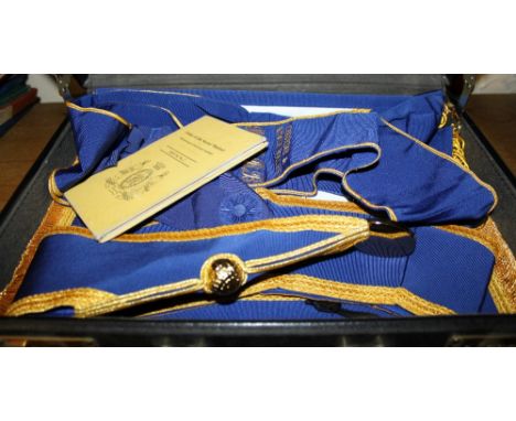 Masonic OSM jewel and sash, provincial apron, collarette and jewel