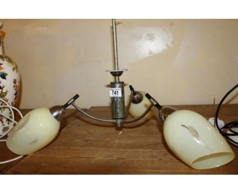 1950s three branch chrome ceiling light fitting