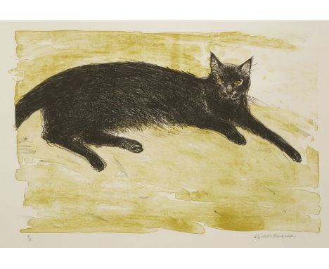 *Dame Elizabeth Blackadder RA RSA (b.1931)BLACK CATLithograph printed in colours, signed and numbered 61/75 in pencil53 x 70c