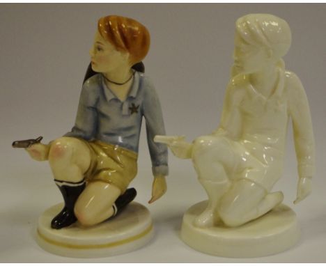 A near pair of Royal Worcester figures 'Sheriff' from the Playtime Series modelled by Neal French c.1963, one with printed ma