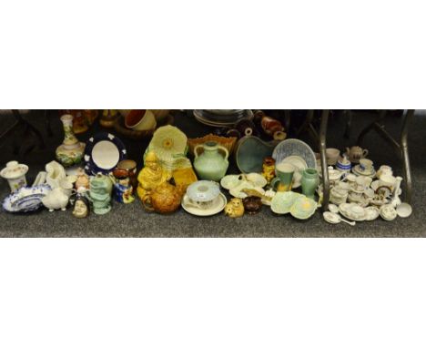 Decorative Ceramics - A Royal Worcester clam shaped bowl, in the white; Royal Crown Derby bark effect open vases; a Royal Cro