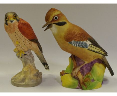A Royal Worcester model of a Jay 17cm high; a Royal Worcester model of a kestrel ''KEK'' by James Alder (2)
