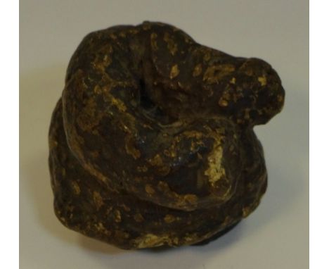 A novelty Victorian papier mache snuff box in the form of a dog poo c.1880 