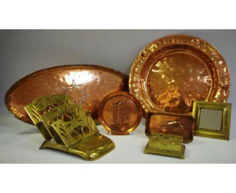 Early 20th Century design - A Pratts Perfection Spirit embossed copper ashtray; a GES.GESCH Art Nouveau folding letter rack; 