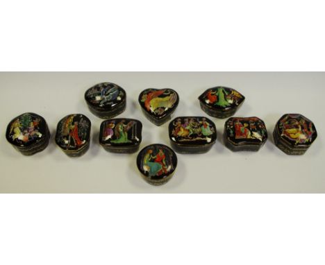The Franklin Mint -  ten musical trinket boxes with pictorial scenes to cover including 'Sleeping Beauty', 'Swan Lake', 'Rome