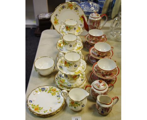 A part Royal Albert teaware for seven, including cups, saucers, sugar bowl, sandwich plate; an early/mid 20th century Japanes