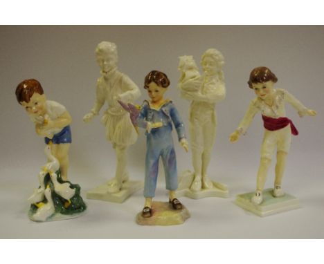 A Royal Worcester figure 'Parakeet' modelled by F.G.Doughty, pattern number 3087, in tones of pale blue; 'Masquerade' pattern
