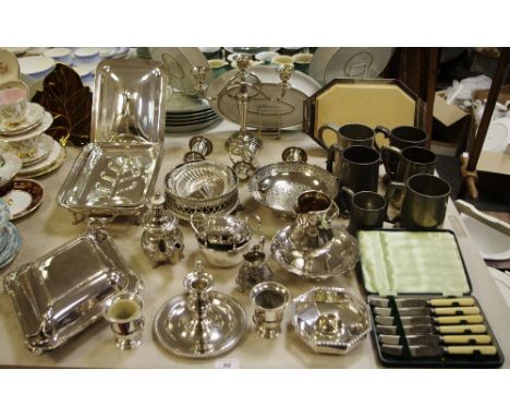 Metalware - a 19th century navette shaped entree dish and cover, another rectangular, raised on legs with draining tray; 19th